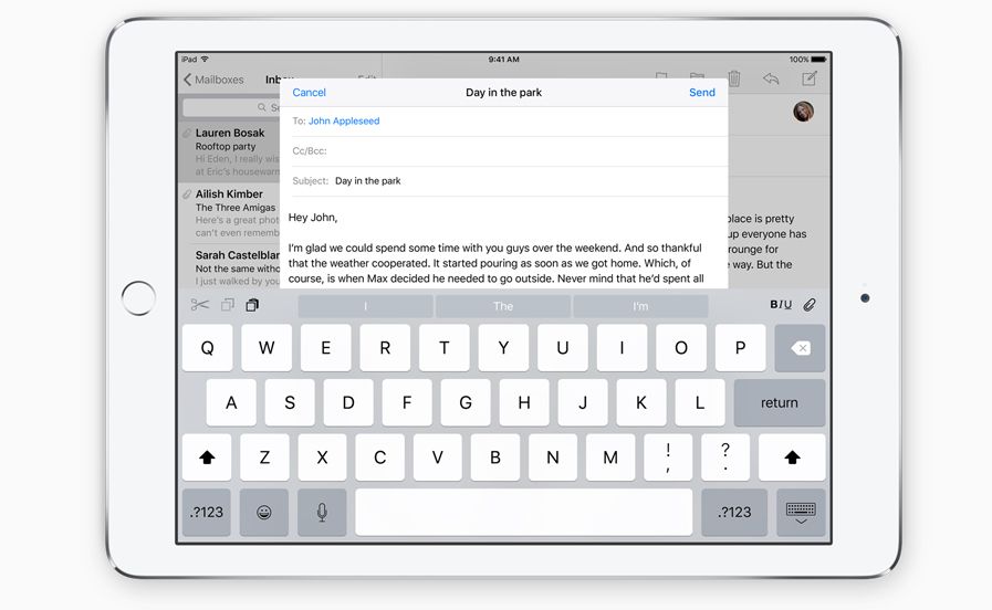 Apple iPad iOS 9 clavier