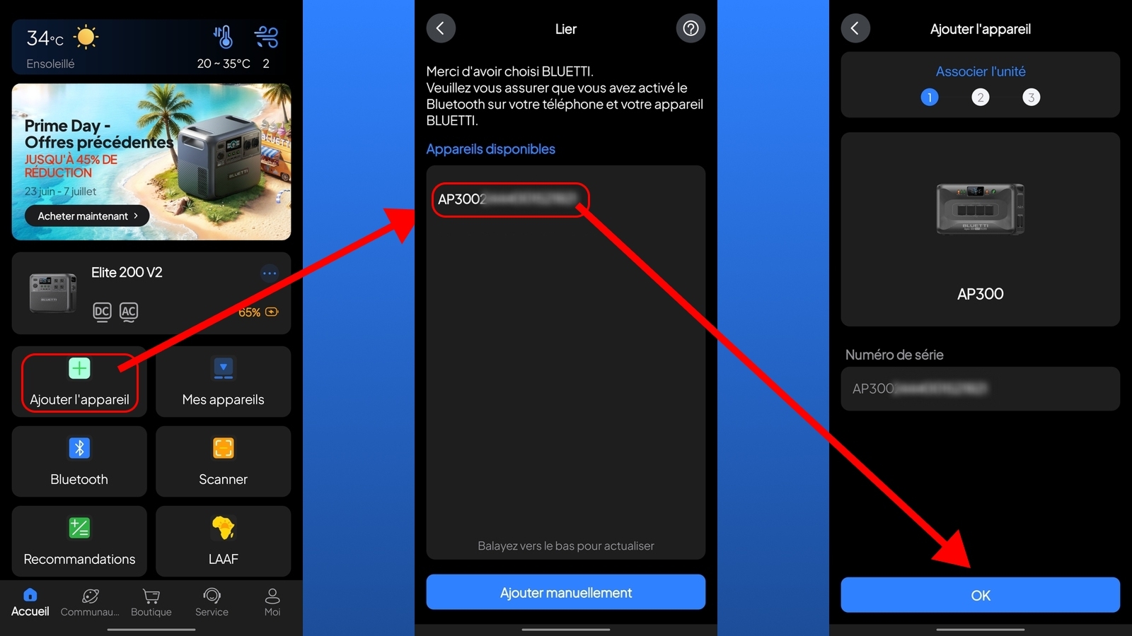 Appli Android Bluetti Apex 300 - Ajout de la station