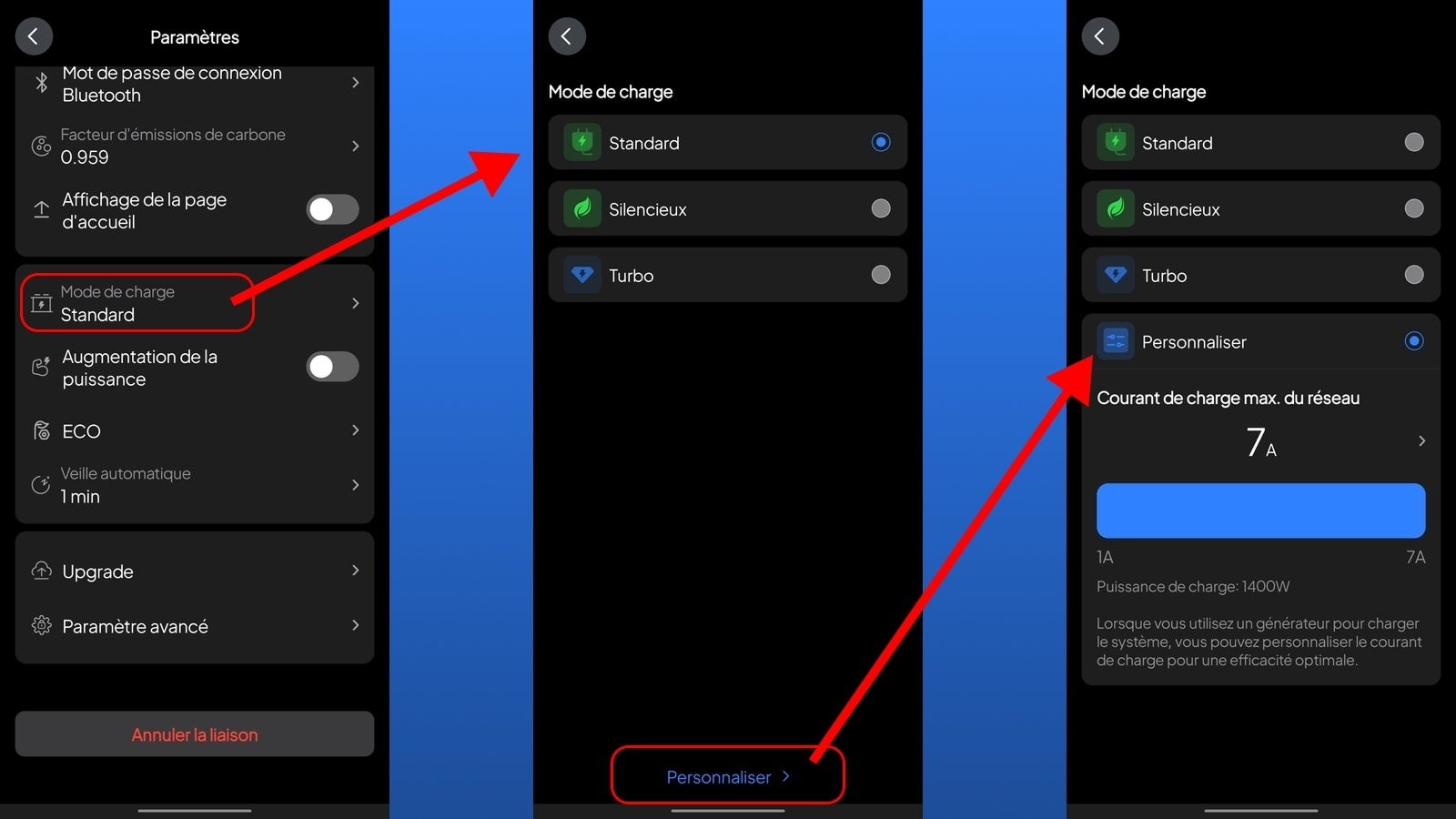Appli Android Bluetti Pioneer Na - Modes de charge