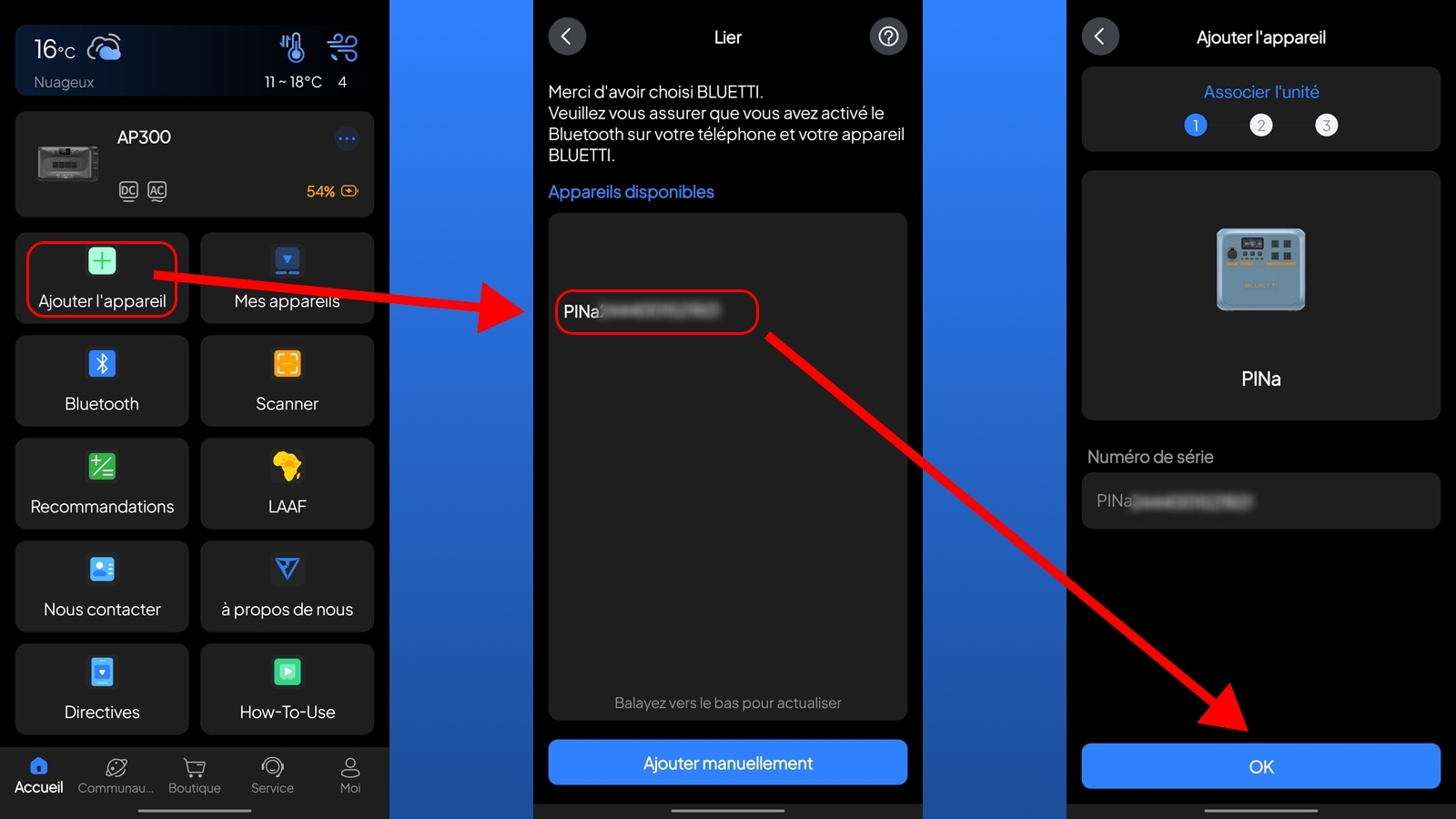 Appli Android Bluetti Pionner Na - Ajout de la station
