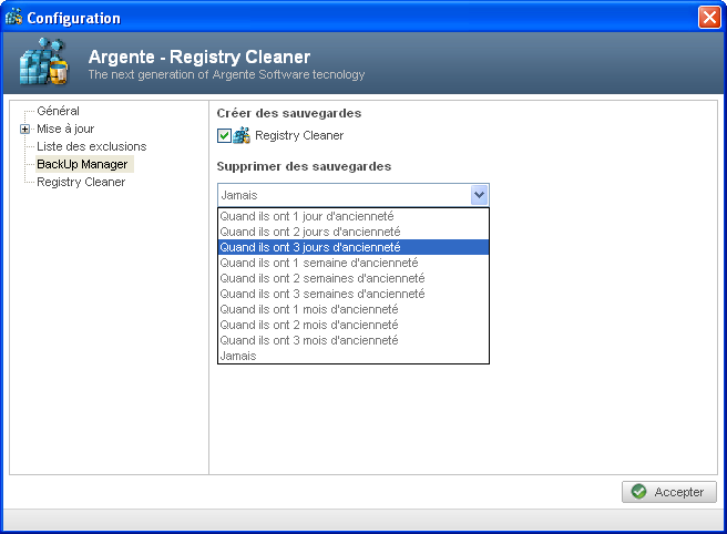Argente Registry Cleaner screen 2