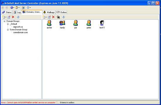 ArGoSoft Mail Server screen 1