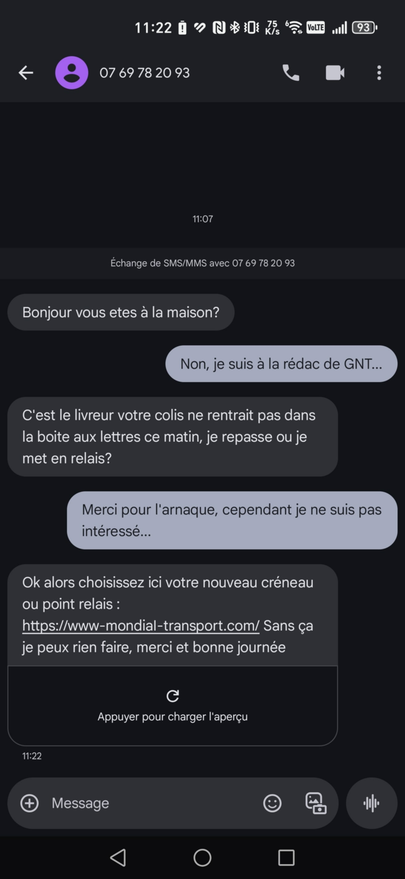 Arnaque SMS