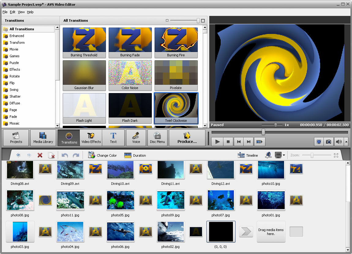 AVS Video Editor screen 1