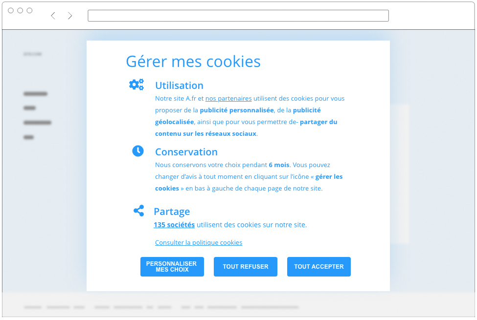 bandeau cookies conforme RGPD