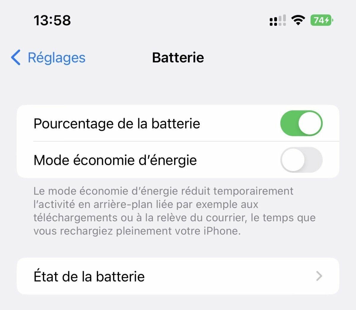 Batterie iOS 16