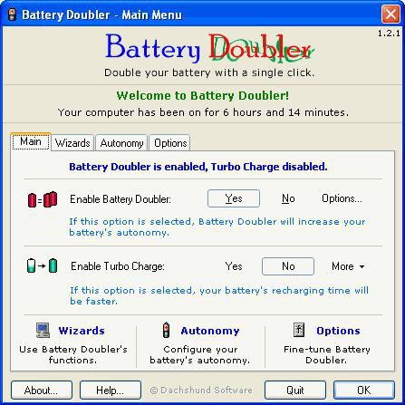 Battery Doubler screen 1