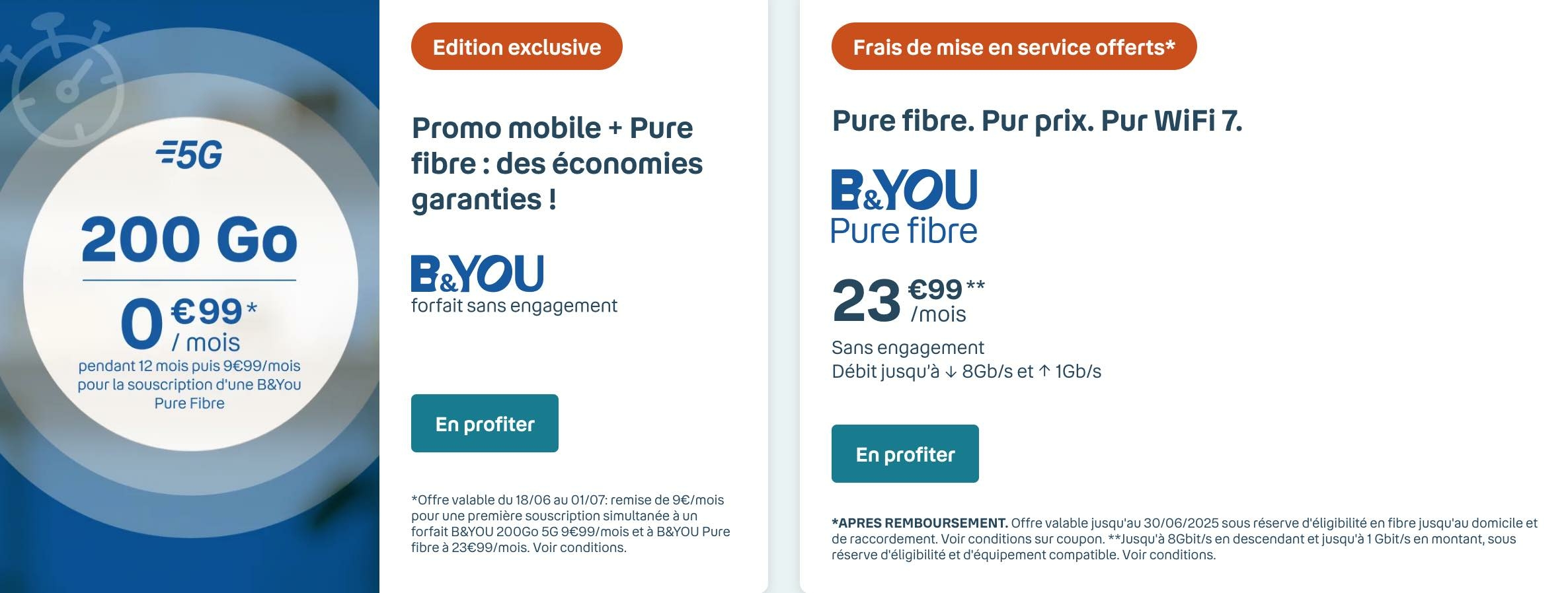 B&You Pure Fibre + forfait 200 Go 5G a? 1 â‚¬