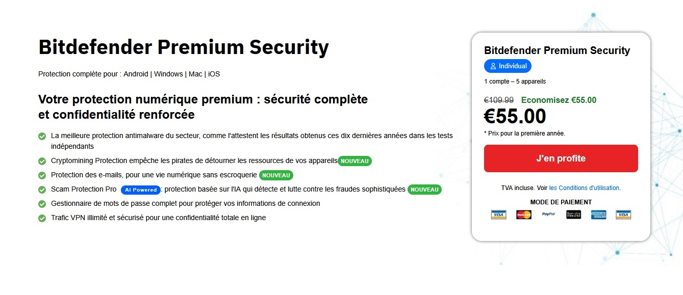 Bitdefender Premium Security promotion