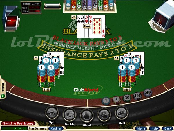 Blackjack Club screen 1