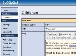 Blog  CMS screen