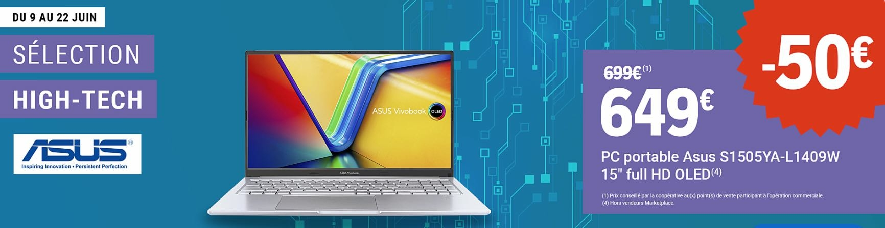 Bons plans high-tech Leclerc - Asus Vivobook S1505YA-L1409W