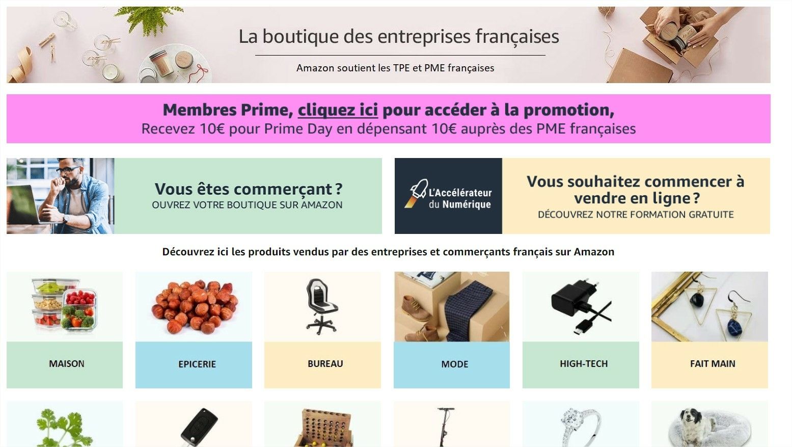 Boutique entreprises françaises Amazon