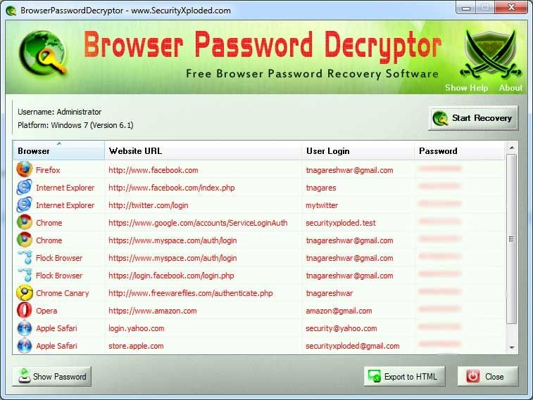 BrowserPasswordDecryptor screen1