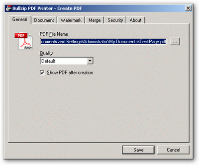 Bullzip PDF Printer screen 1