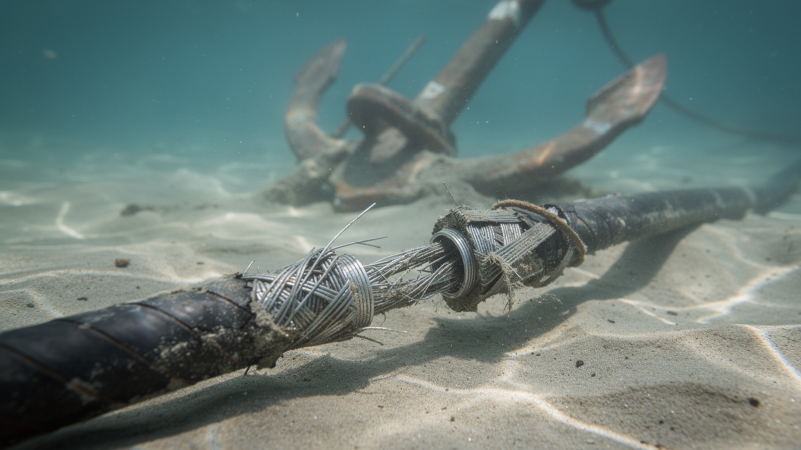 cable sous marin degradation illustration IA