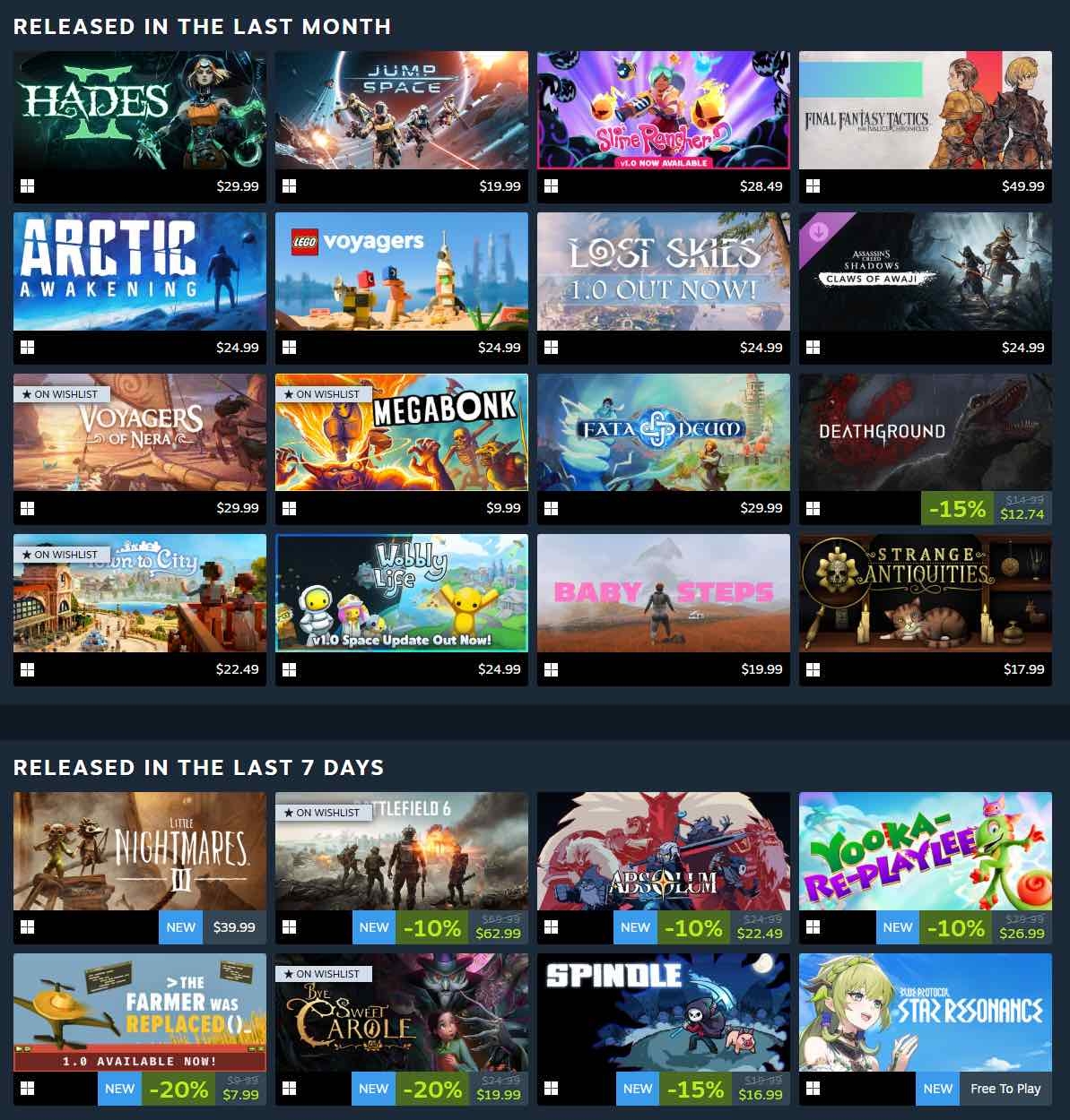 Calendrier Personnel Steam sorties re?centes