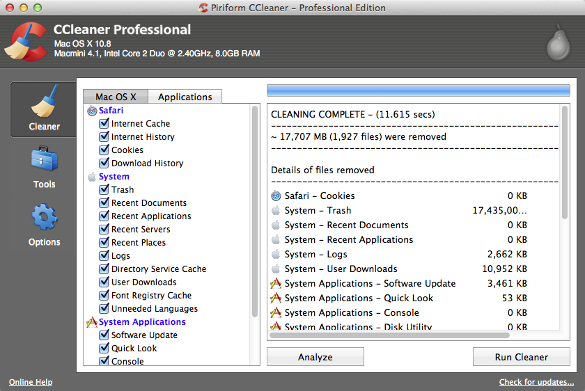CCleaner OS X 2