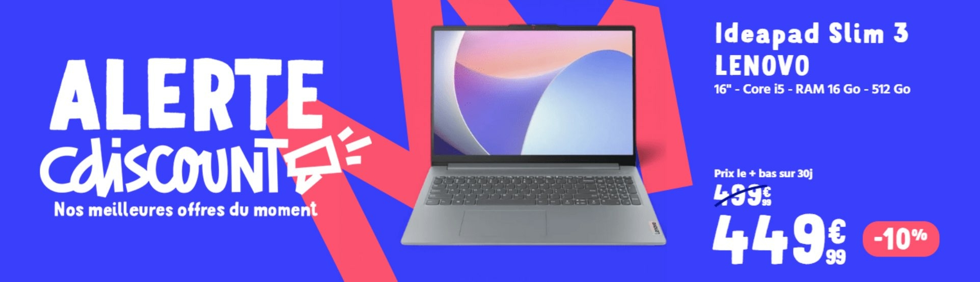 Cdiscount - Lenovo Ideapad Slim 3 16IAH8