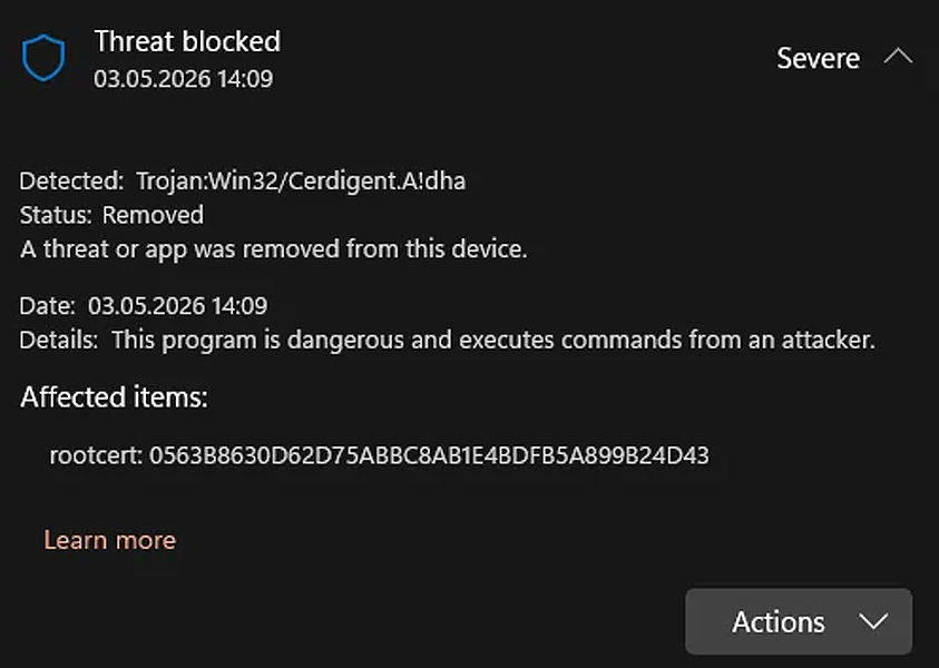 cerdigent-faux-positif-microsoft-defender