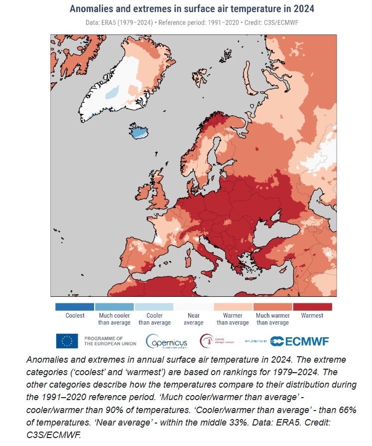 Changement climatique Europe 2024 Copernicus