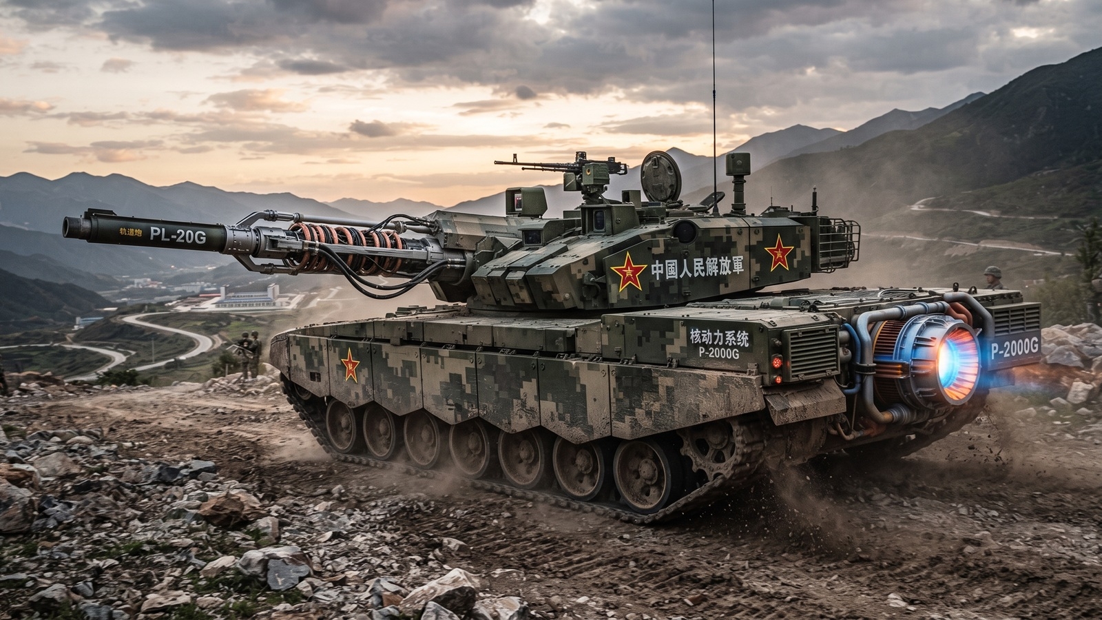 char tank nucleaire railgun chine illlustration IA 03