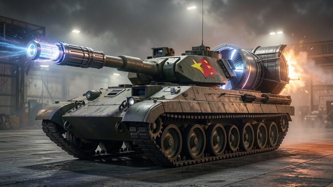 char tank nucleaire railgun chine illustration ia 02