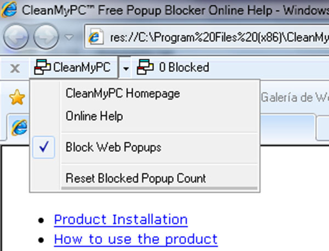 CleanMyPC Free PopUp Blocker