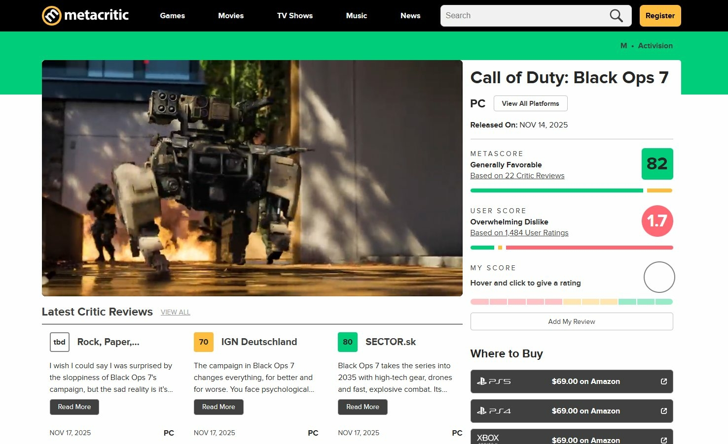COD metacritic