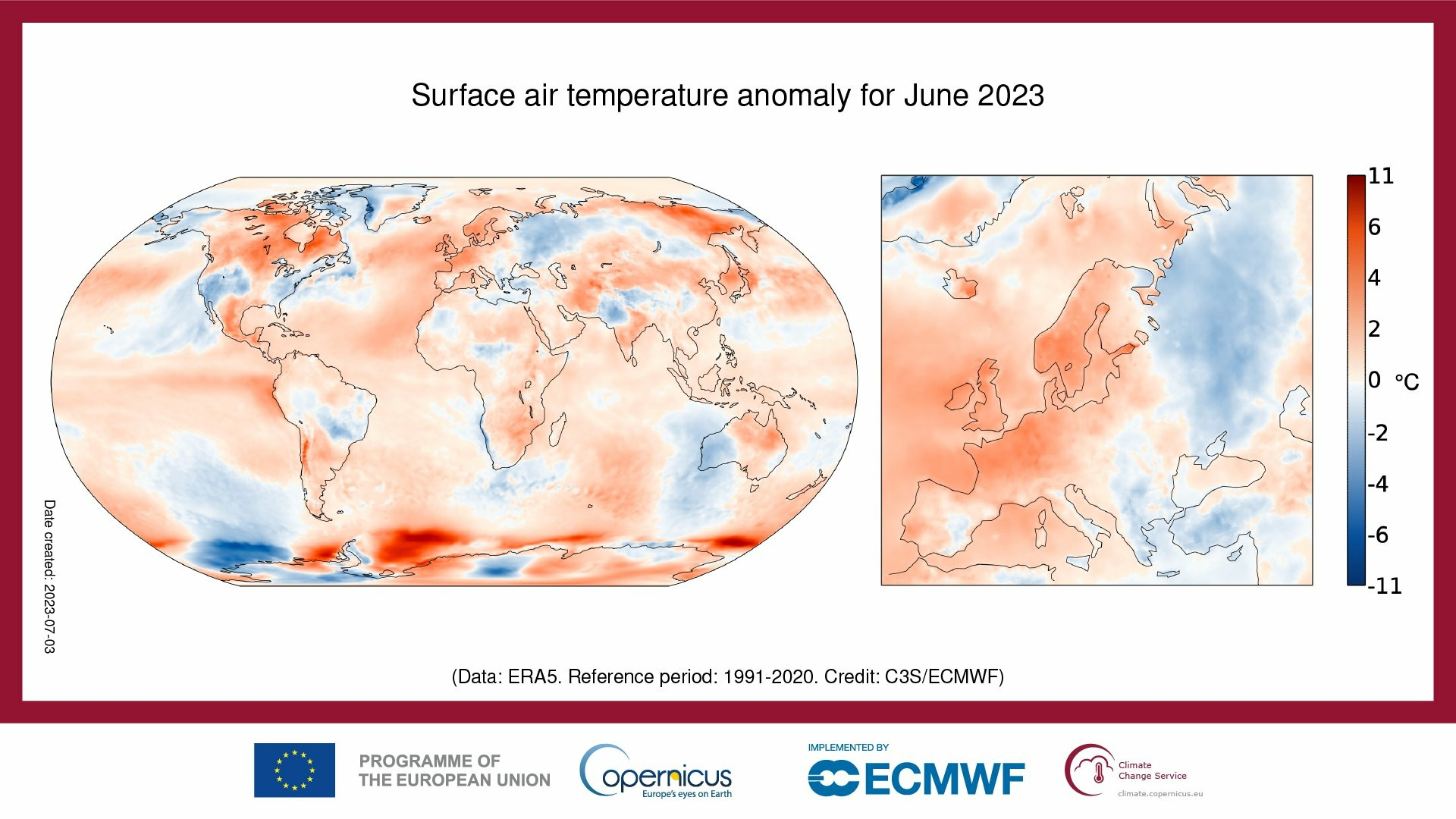 Copernicus temperatures juin 2023