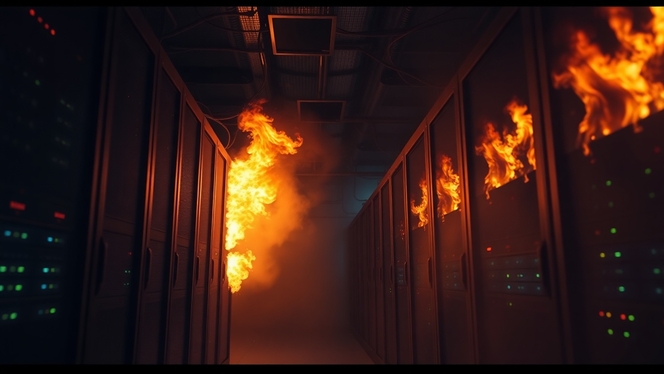 datacenter incendie illustration ia