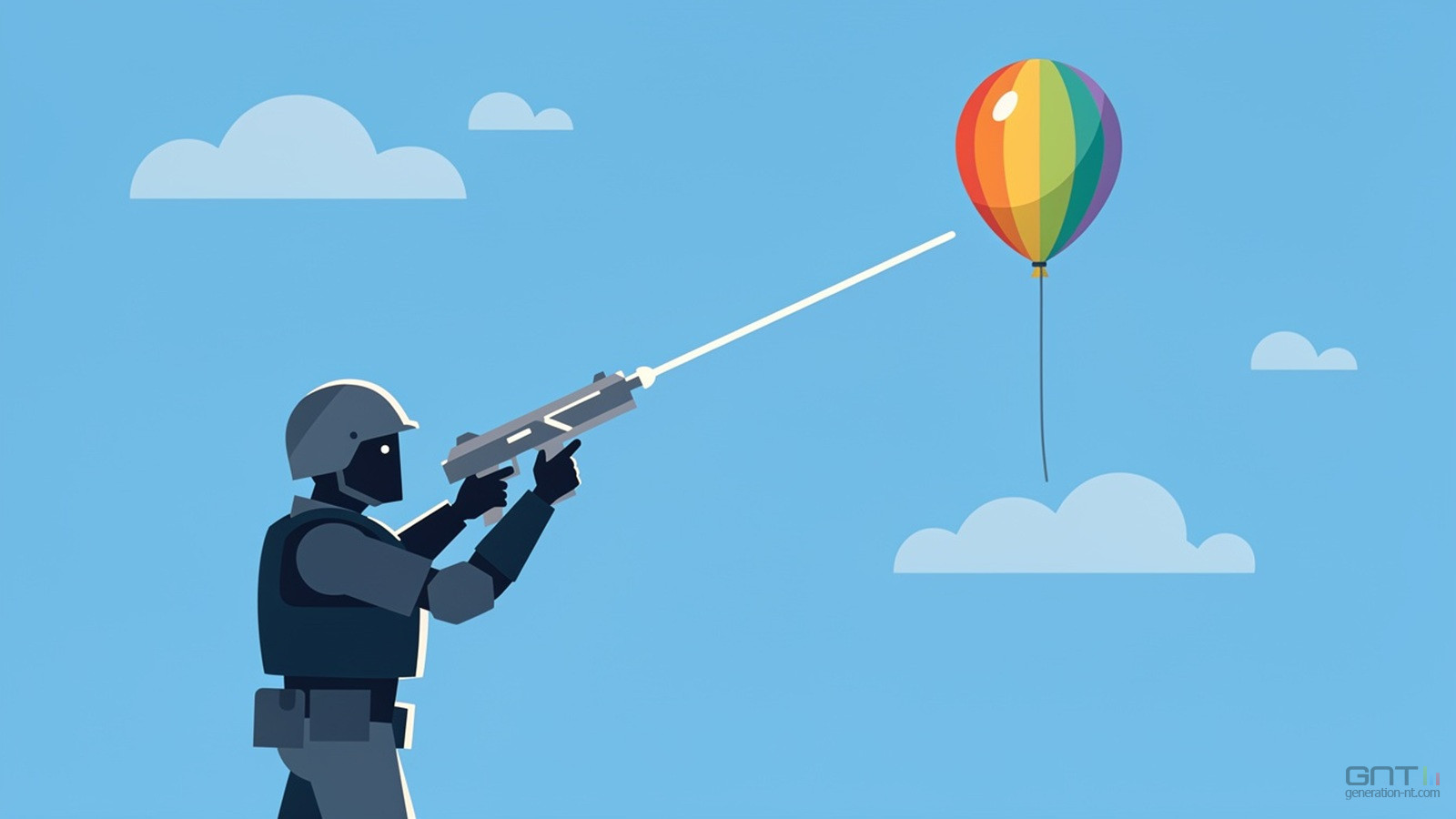 defense laser anti-drone ballon fete illustration IA