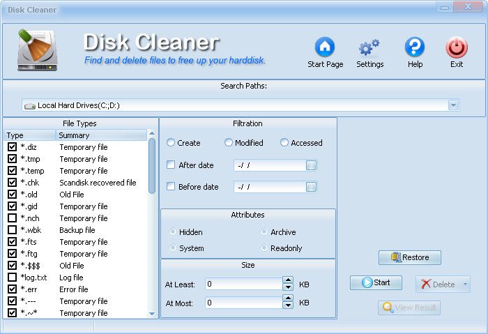 Disk Cleaner screen 2