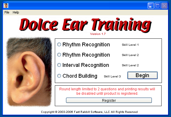 Dolce Ear Training screen