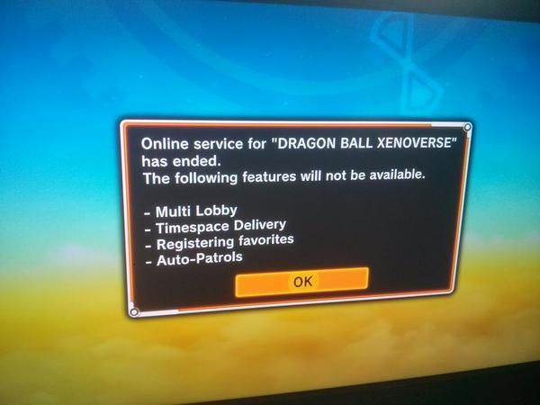 Dragon Ball Xenoverse - message erreur