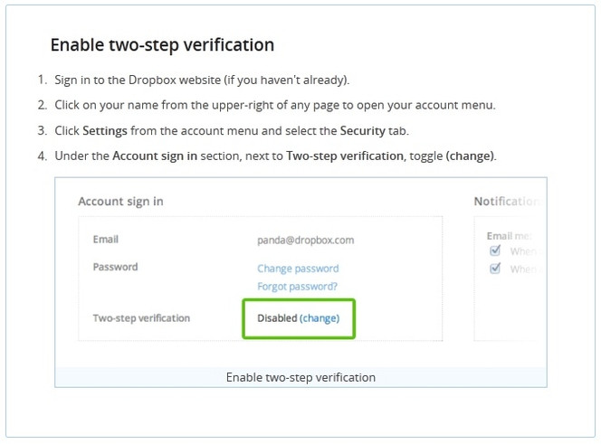 Dropbox double verification