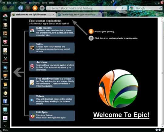 epic browser screen