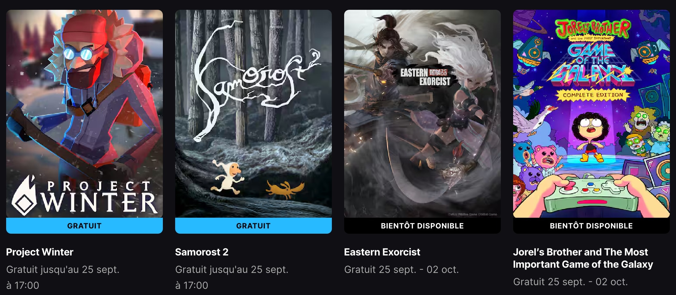 Epic Games Store jeux gratuits