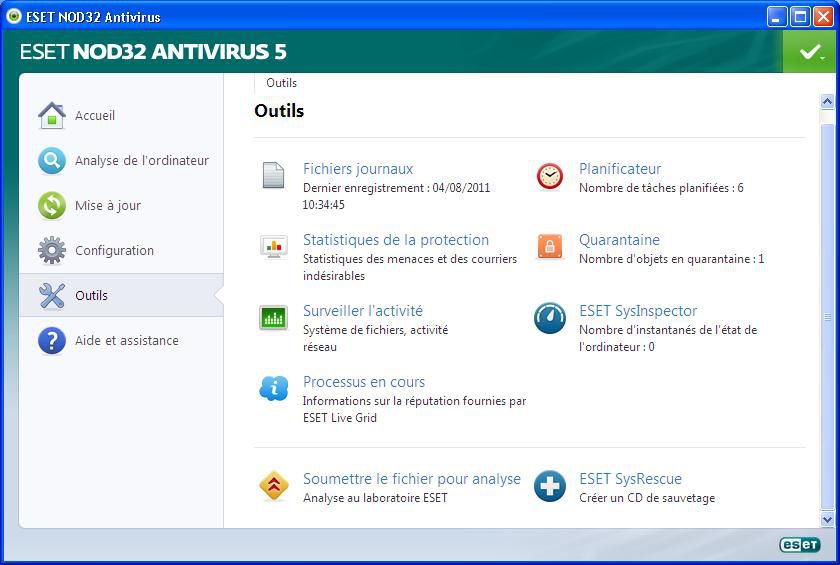 ESET NOD32 Antivirus v5  screen 2