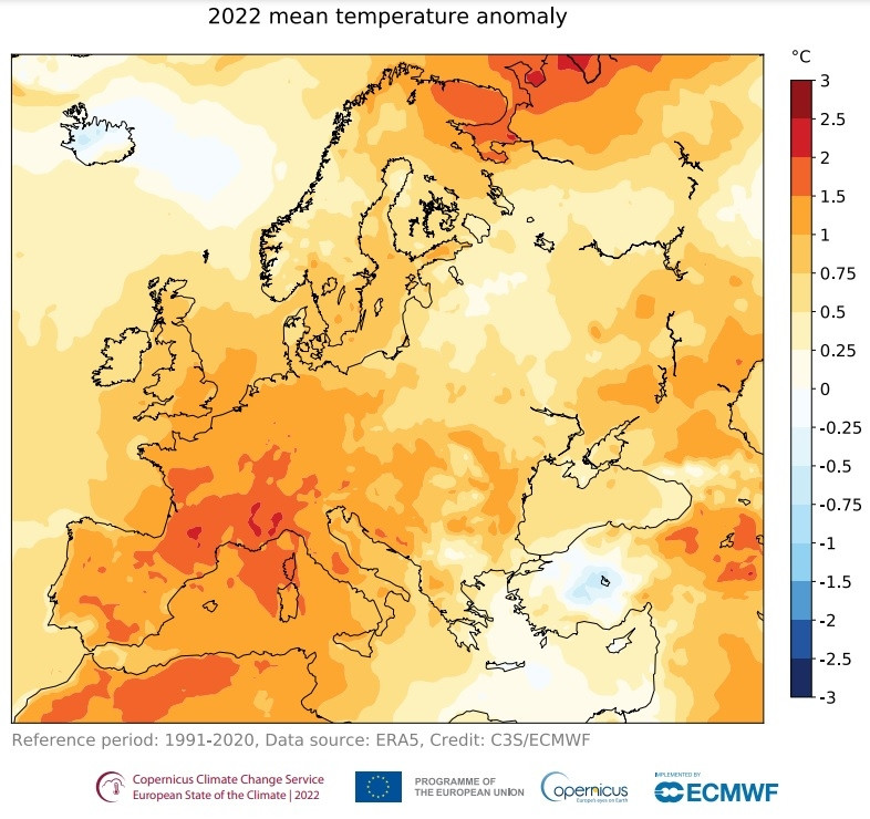 Europe hausse temperature Copernicus