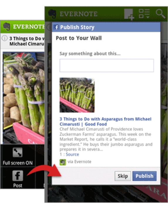 Evernote Android Facebook