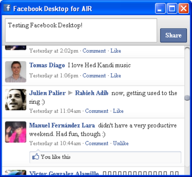 Facebook Desktop for AIR screen1