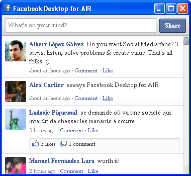 Facebook Desktop for AIR screen2