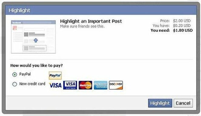 Facebook-test-paiement-post-mise-en-avant