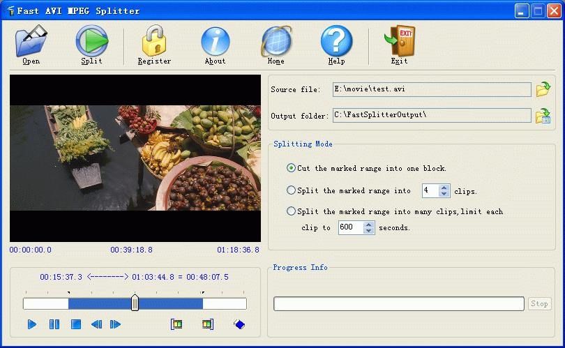 Fast AVI MPEG Splitter screen