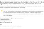 formulaire droit à l'oubli google