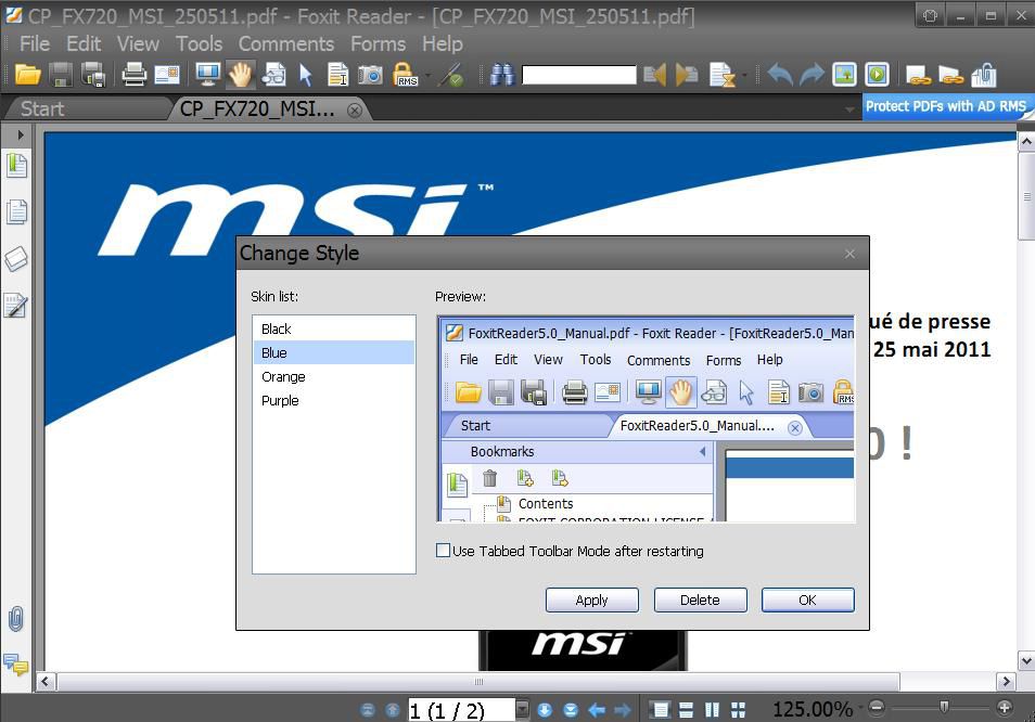 Foxit Reader 5.0  nouvelles fonctions et interface colorée
