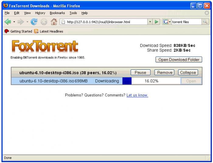 FoxTorrent screen 1