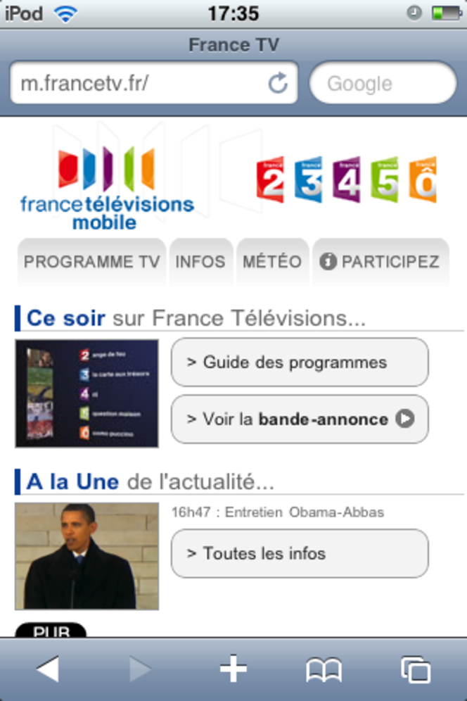 France Televisions site mobile