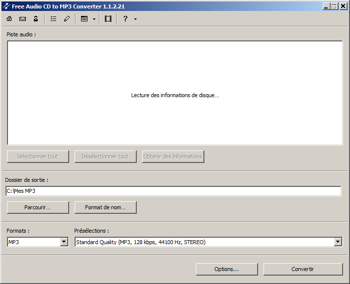 Free Audio CD to MP3 Converter transformer des CD en fichiers MP3